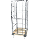 Wooden rolling pallet with 2 side racks, 1 back wall, 1 front wall