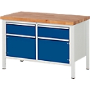 Workbench model 8466, 2 drawers, 2 doors, height adjustable, W 1250 x D 700 x H 840-1040 mm
