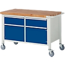 Workbench series 8466, mobile, 2 drawers, 2 doors, W 1250 x D 700 x H 880 mm