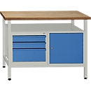 Workbench with 1 door, with 1 shelf and 3 drawers