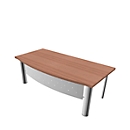 X-TIME-WORK desk, 4-legged, curved, W 2000 x D 900 x H 740 mm, Canaletto walnut/white finish