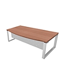 X-TIME-WORK desk, sled leg frame, semi-circular arc, W 2000 x D 900 x H 740 mm, Canaletto walnut/white finish