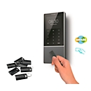 Zeiterfassungssystem TimeMoto TM-828 SC, für bis zu 2000 Mitarbeiter, B 100 x T 45 x H 215 mm, schwarz + 25 RFID-Schlüsselanhänger RF-110