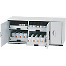 Zure en alkalische onderkast asecos SL-CLASSIC-UB, scharnierende deuren, front lichtgrijs, B 1400 x D 570 x H 600 mm