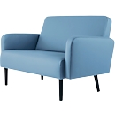 Zweisitzer Sofa meet by Paperflow LISBOA, desinfektionsmittelbeständiger Kunstlederbezug blau, Fußgestell schwarz, B 1240 x T 815 x H 830 mm