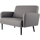 Zweisitzer Sofa meet by Paperflow LISBOA, desinfektionsmittelbeständiger Kunstlederbezug grau, Fußgestell schwarz, B 1240 x T 815 x H 830 mm