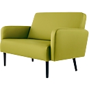 Zweisitzer Sofa meet by Paperflow LISBOA, desinfektionsmittelbeständiger Kunstlederbezug grün, Fußgestell schwarz, B 1240 x T 815 x H 830 mm