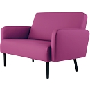 Zweisitzer Sofa meet by Paperflow LISBOA, desinfektionsmittelbeständiger Kunstlederbezug lila, Fußgestell schwarz, B 1240 x T 815 x H 830 mm