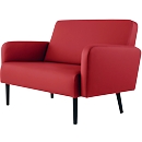 Zweisitzer Sofa meet by Paperflow LISBOA, desinfektionsmittelbeständiger Kunstlederbezug rot, Fußgestell schwarz, B 1240 x T 815 x H 830 mm