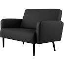 Zweisitzer Sofa meet by Paperflow LISBOA, desinfektionsmittelbeständiger Kunstlederbezug schwarz, Fußgestell schwarz, B 1240 x T 815 x H 830 mm
