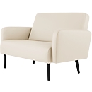 Zweisitzer Sofa meet by Paperflow LISBOA, desinfektionsmittelbeständiger Kunstlederbezug weiß, Fußgestell schwarz, B 1240 x T 815 x H 830 mm