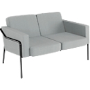 Zweisitzer Sofa meet by Paperflow MEDSO Klassik, gepolstert, Sitzfläche austauschbar, B 1040 x T 515 x H 410 mm, Stoff und Stahl, grau/mattschwarz