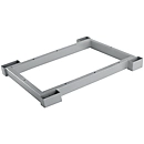 Schäfer Shop Genius Socle en acier TETRIS WOOD, en retrait, pour étagères/armoires de l. 400 mm, alu blanc