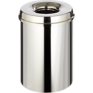 Abfallsammler für Innenanwendung, 30 L, selbstlöschend, Korpus Edelstahl/Deckel Edelstahl