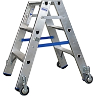 Alu-Stufendoppelleiter mit Rollen, 2 x 3 Stufen