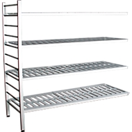 Aluminium-Steckregal, Anbaufeld, mit 4 Kunststoff-Rost-Fachböden, H 1800 x B 1500 x T 400 mm