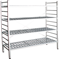 Aluminium-Steckregal, Grundfeld, mit 4 Kunststoff-Rost-Fachböden, H 1800 x B 1500 x T 400 mm