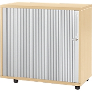 Anstellquerrollladenschrank, aus Holz, 2 Fachböden, B 800 mm x T 421 x H 750 mm, Ahorn