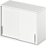 Aufsatz-Schiebetürenschrank TETRIS WOOD, 2 OH, B 1000 mm, Höhe inkl. Gleiter, weiß
