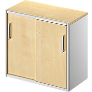 Beistellschrank TETRIS SOLID, 2 OH, in Schreibtischhöhe, B 800 mm, 25 mm Abdeckplatte, Ahorn/weißalu