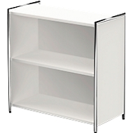 Bibliothèque étagère TOLEDO, avec panneau de finition visible, 2 HC, l. 800 x P 380 x H 780 mm, blanc