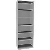 Bibliothèque étagères en bois TETRIS SOLID, 6 HC, l. 800 mm, avec socle en acier, gris clair/alu blanc