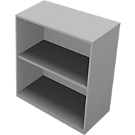 Bibliothèque étagères PHENOR, tôle d’acier, 2 HC, l. 860 x P 430 x H 860 mm, gris