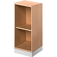 Bibliothèque étagères TETRIS SOLID, en bois, 2 HC, l. 400 x P 413 x H 818 mm, décor hêtre/alu blanc