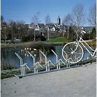 Bügelparker, 1-seitig, für Reifen bis B 55 mm, B 2250 x T 415 x H 560 mm, Stahl feuerverzinkt, 6 Einstellplätze, zerlegt