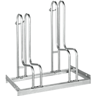 Bügelparker, 1-seitig, für Reifen bis B 55 mm, B 700 x T 1850 x H 740 mm, Stahl feuerverzinkt, 2 Einstellplätze, zerlegt