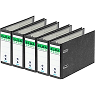 Classeur à levier rado ELBA, A5 paysage, 75 mm, carton, effet marbré noir, 5 pièces