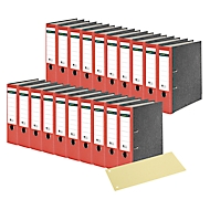 Classeurs à levier SCHÄFER SHOP, format A4, 80 mm, 20 pièces, rouge + bandes intercalaires GRATUITES, jaune, 100 pièces