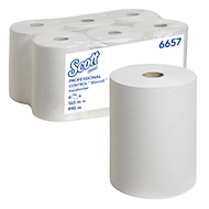 Essuie-mains en rouleaux Slimroll SCOTT®, 1 épaisseur, l. 198 mm x L 165 mètres, blanc, paquet de 6 rouleaux