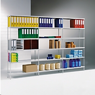 Étagère en tubes ronds FIX UP, 4 unités, 24 tablettes, 4680 x 400 mm, gris clair