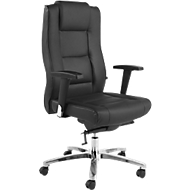 Fauteuil de direction Topstar Sitness Director, avec accoudoirs, mécanisme synchronisé 3D, siège plat, cuir véritable, noir