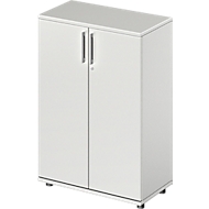 Flügeltürenschrank TETRIS WOOD, 3 OH, Höhe inkl. Gleiter, B 800 mm, lichtgrau