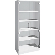 Glastürenschrank ASISTO C 3000, 5 Ordnerhöhen, B 800 mm, weiß/Klarglas