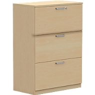 Hängeregistraturschrank BEXXSTAR, 3 Ordnerhöhen, Sichtrückwand, B 800 x T 420 x H 1160 mm, Buche-Dekor