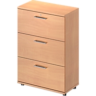 Hängeregistraturschrank TETRIS WOOD, 3 OH, B 800 mm, Höhe inkl. Gleiter, abschließbar, Buche-Dekor