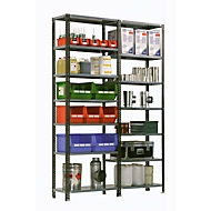 Komplettes Schraubregal, Doppeleinheit, B 2000 x T 400, o. Anschlagleisten