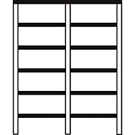 Komplettes Schraubregal, Doppeleinheit, B 2000 x T 600, m. Anschlagleisten