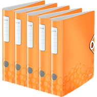 LEITZ® Ordner Active WOW, DIN A4, Rückenbreite 65 mm, 5 Stück, orange
