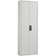 Magazinschrank, 1980 mm hoch, 15 Böden, ohne Kästen, mit Türen, lichtgrau