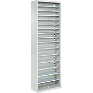 Magazinschrank, 1980 mm hoch, 15 Böden, ohne Kästen, ohne Türen, lichtgrau