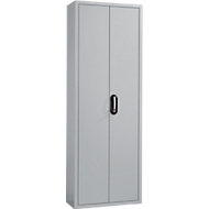 Magazinschrank, 1980 mm hoch, 18 Böden, 114 Kästen, mit Türen, hellsilber