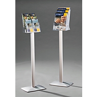 DIN A4 L-Aufsteller Hochformat mit Visitenkartenhalter Querformat – Transparenter Acryl Tischaufsteller für Flyer, Werbung & Preisschilder – Prospekt- und Kartenhalter für Büro, Messe & Empfang