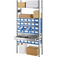 Rayonnage de base R 3000, Rayonnage complet 1,055 m, Module de base avec tablettes, tiroirs et boîtes pour rayonnage