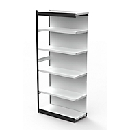 Rayonnage en acier PROGRESS 2000, avec panneau  arrière, l. 750 x P 300 x H 2250 mm, cadre noir