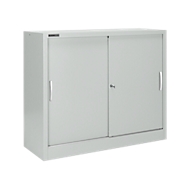Schiebetürenschrank MS iCONOMY, Stahl, 3 Ordnerhöhen, B 1200 x T 400 x H 1215 mm, lichtgrau RAL 7035