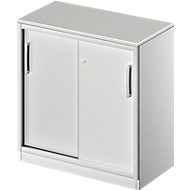 Schiebetürenschrank TETRIS SOLID, 2 OH, B 800 mm, inkl. 19 mm Abdeckplatte, lichtgrau/weißalu